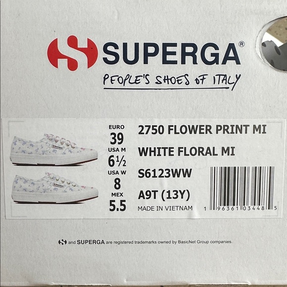 Superga White Sneakers with Pink and Blue Floral Pattern